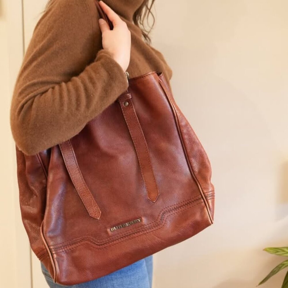 Burberry Chestnut Leather Tote
